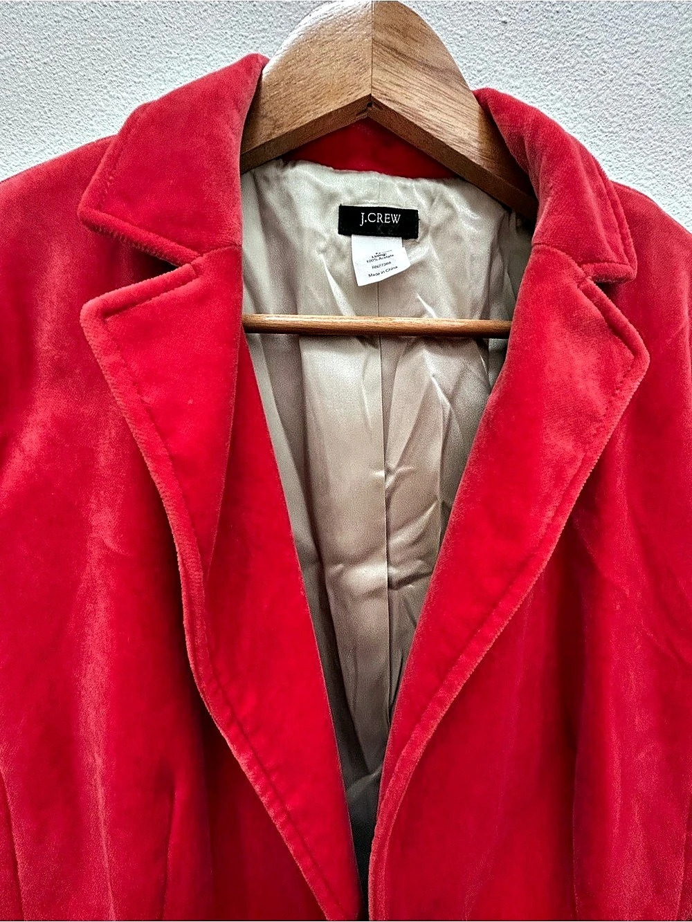 J.Crew Velvet Blazer, Rich Red, Size S/M - Picture 2 of 13